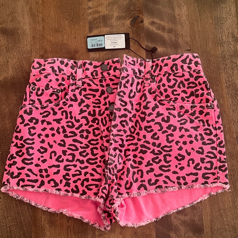 Carmar Hot Pink Leopard High-Waist Shorts
